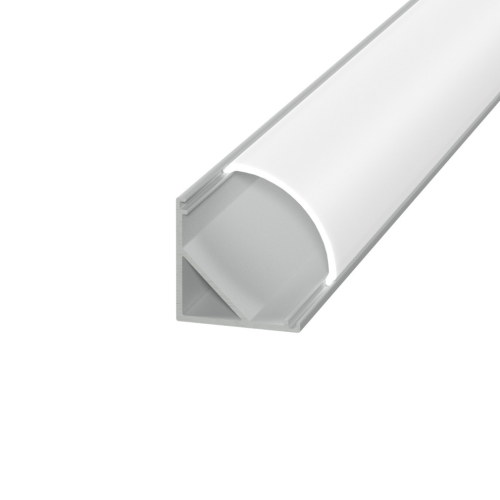 PROFILO ALLUMINIO ANGOLARE PER STRISCIA LED CON COPERTURA OPACA (2 MT) CON 4 SUPPORTI E 4 TAPPI TERMINALI INCLUSI